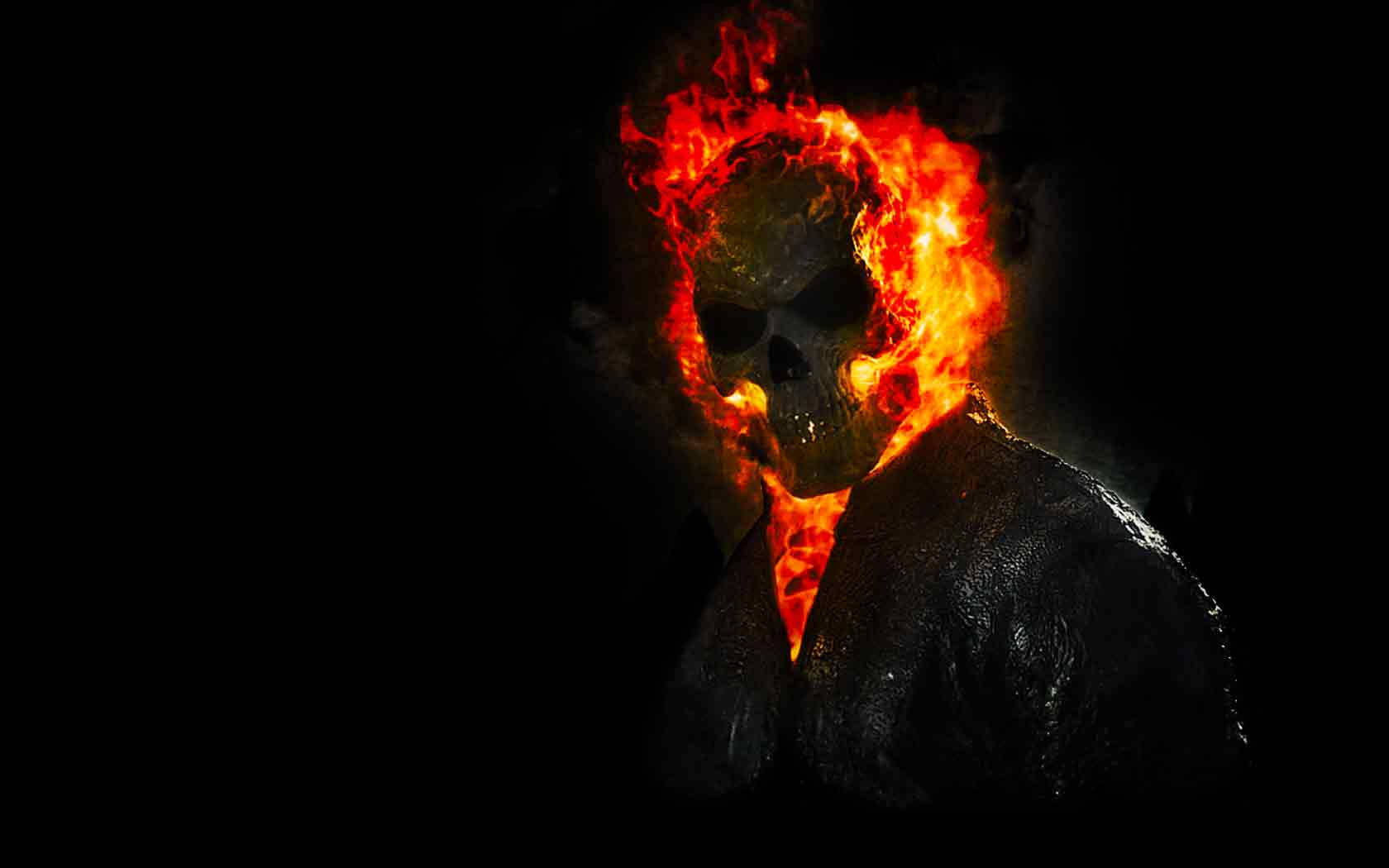 Ghost Rider Fiery Skull Wallpaper