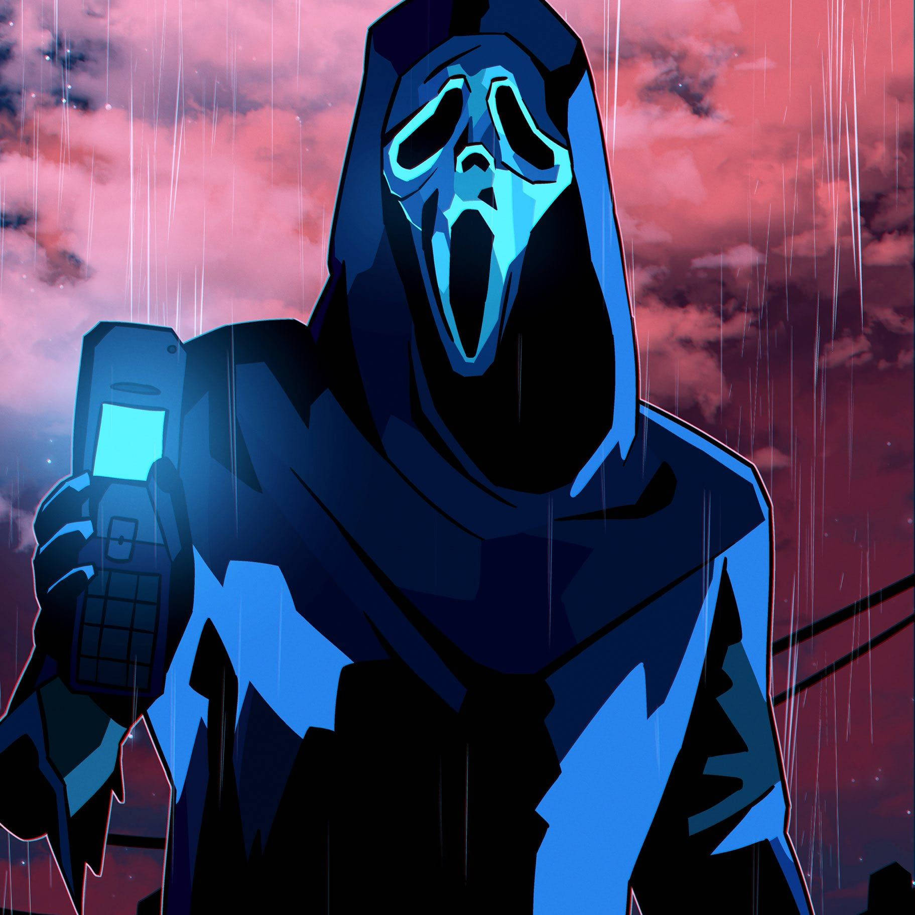 Ghostface Pfp Holding Foldable Phone Wallpaper