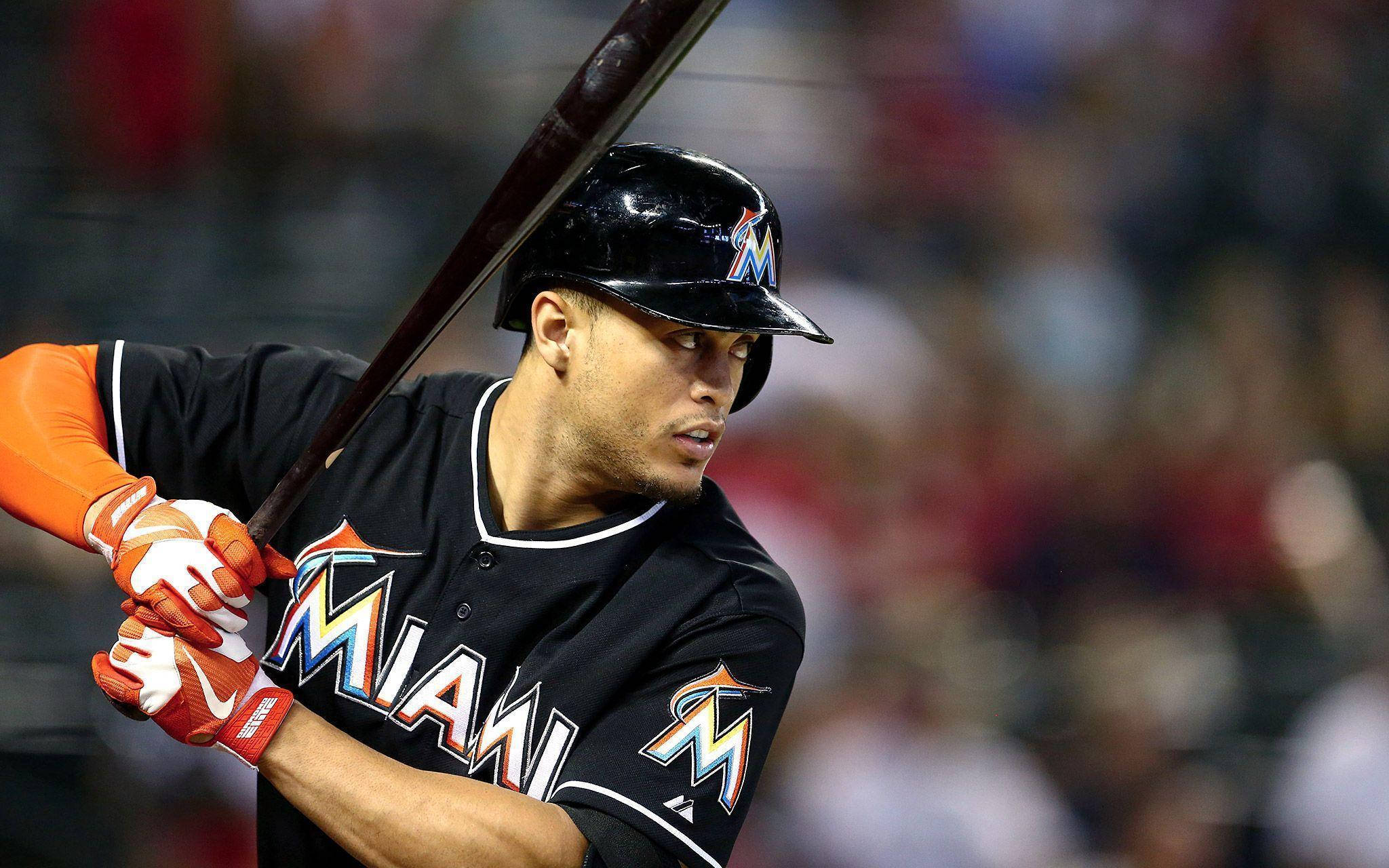 Giancarlo Stanton Dressed In Black Wallpaper