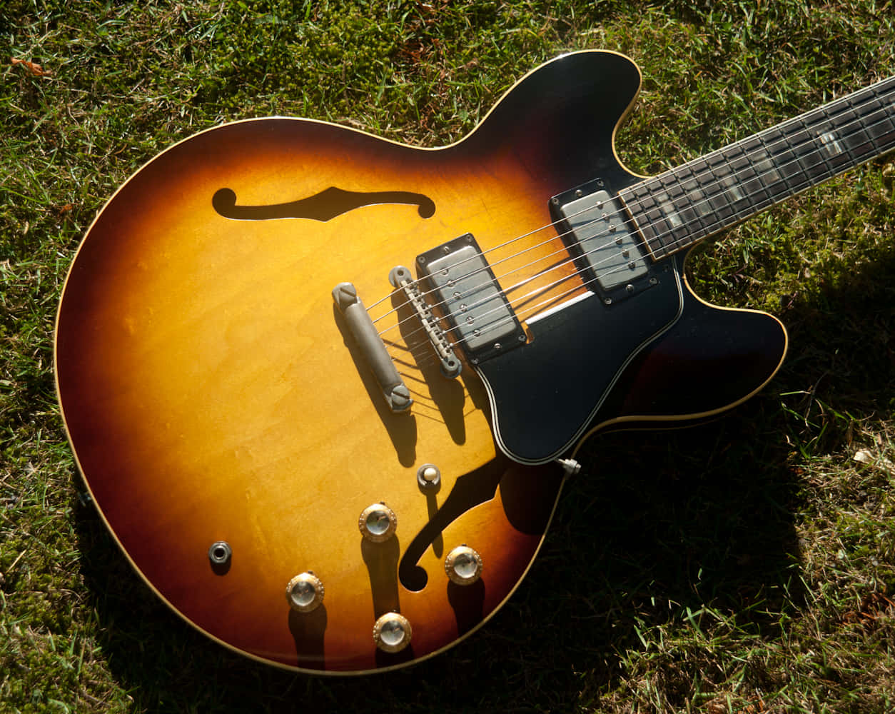 Gibson 335 Electric Guitar In Translucent Cherry Finish Wallpaper
