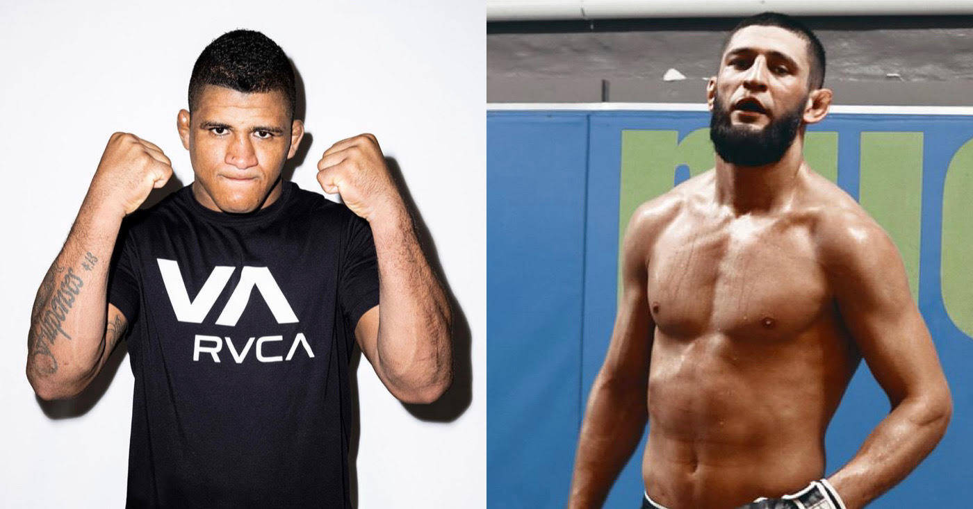 Gilbert Burns And Khamzat Chimaev Face-off In An Intense Mma Match Wallpaper