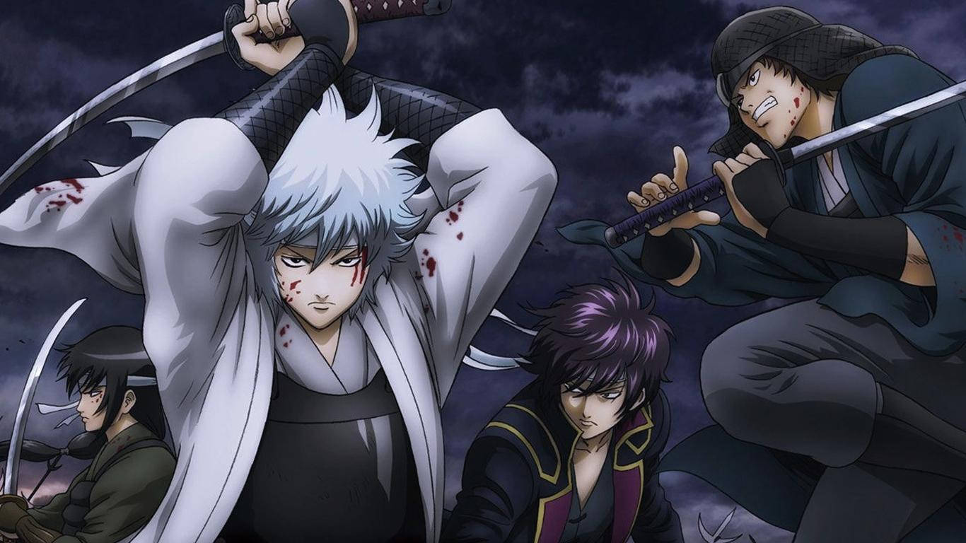 Gintama Gintoki And Friends Fighting Wallpaper