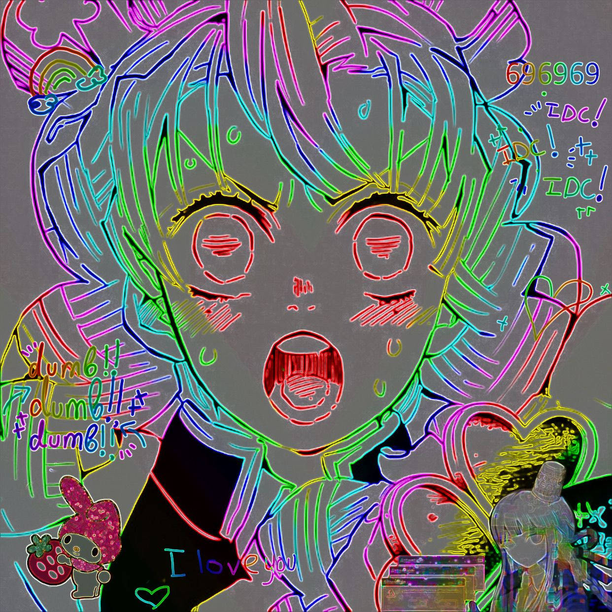 Glitchcore Rainbow Outline Wallpaper