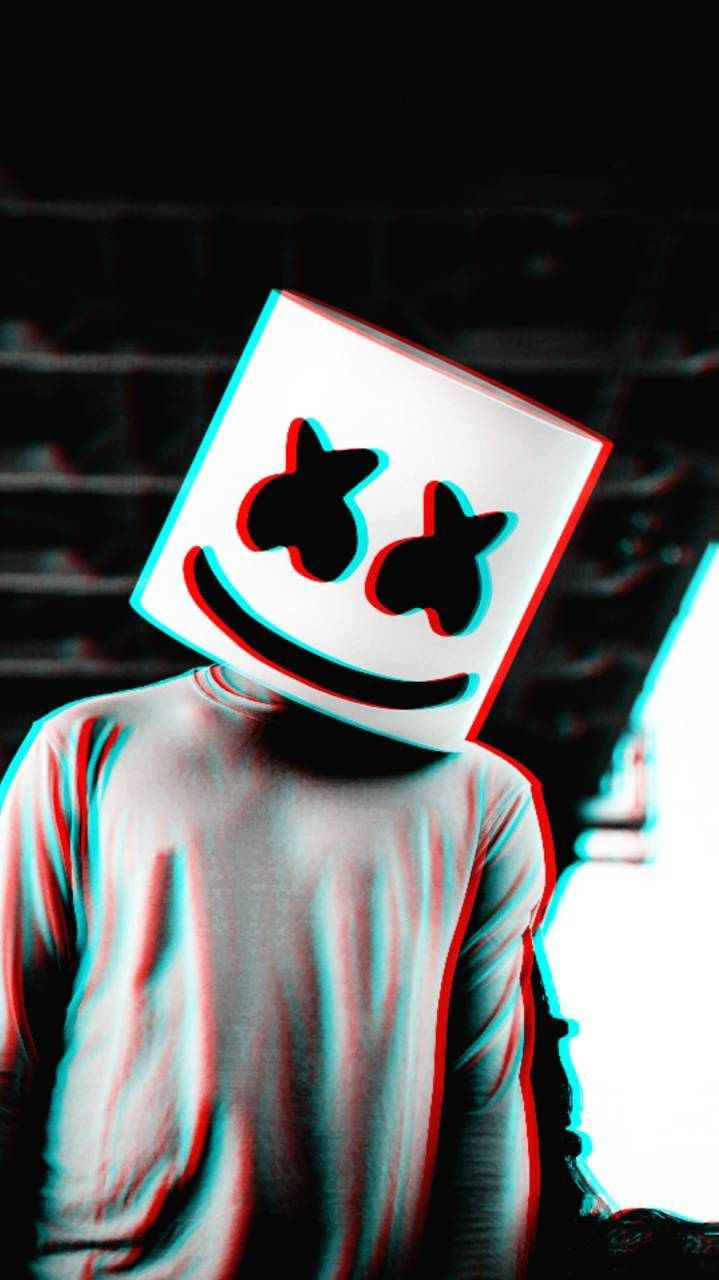 Glitchy Black Marshmello Wallpaper