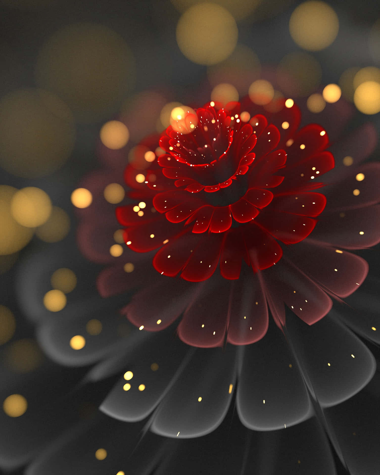 Glowing Red Flower Artwork Wallpaper