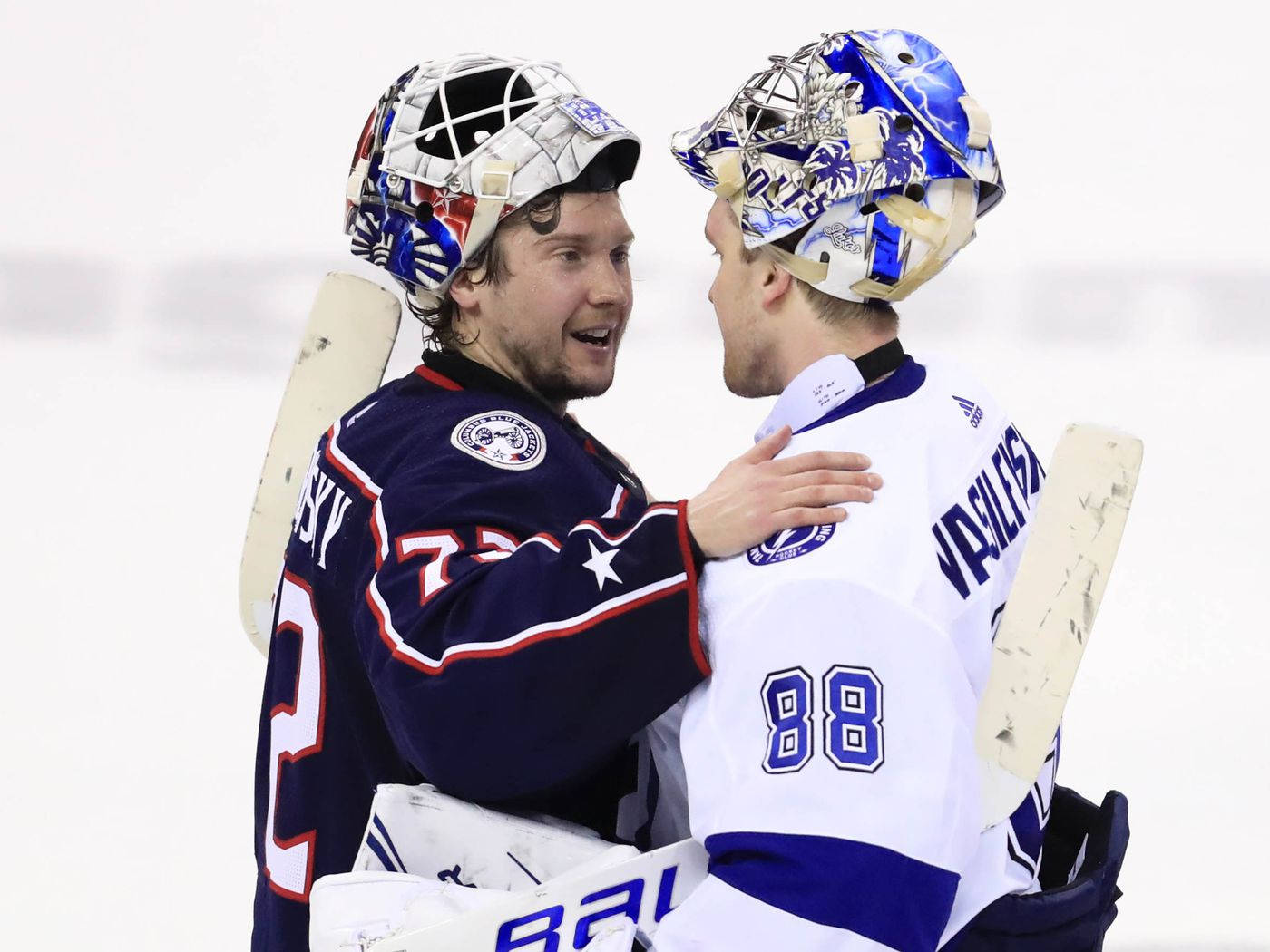 Goaltenders Sergei Bobrovsky And Andrei Vasilevskiy Wallpaper