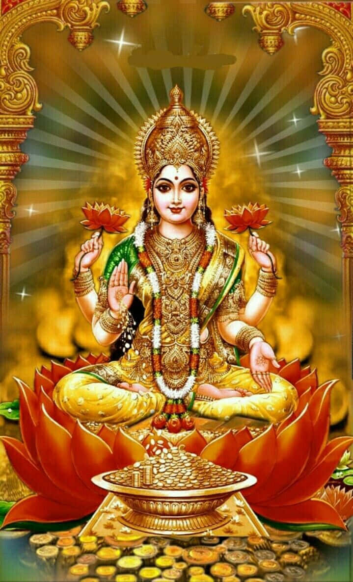 Goddess Mahalakshmi Traditional Art Wallpaper