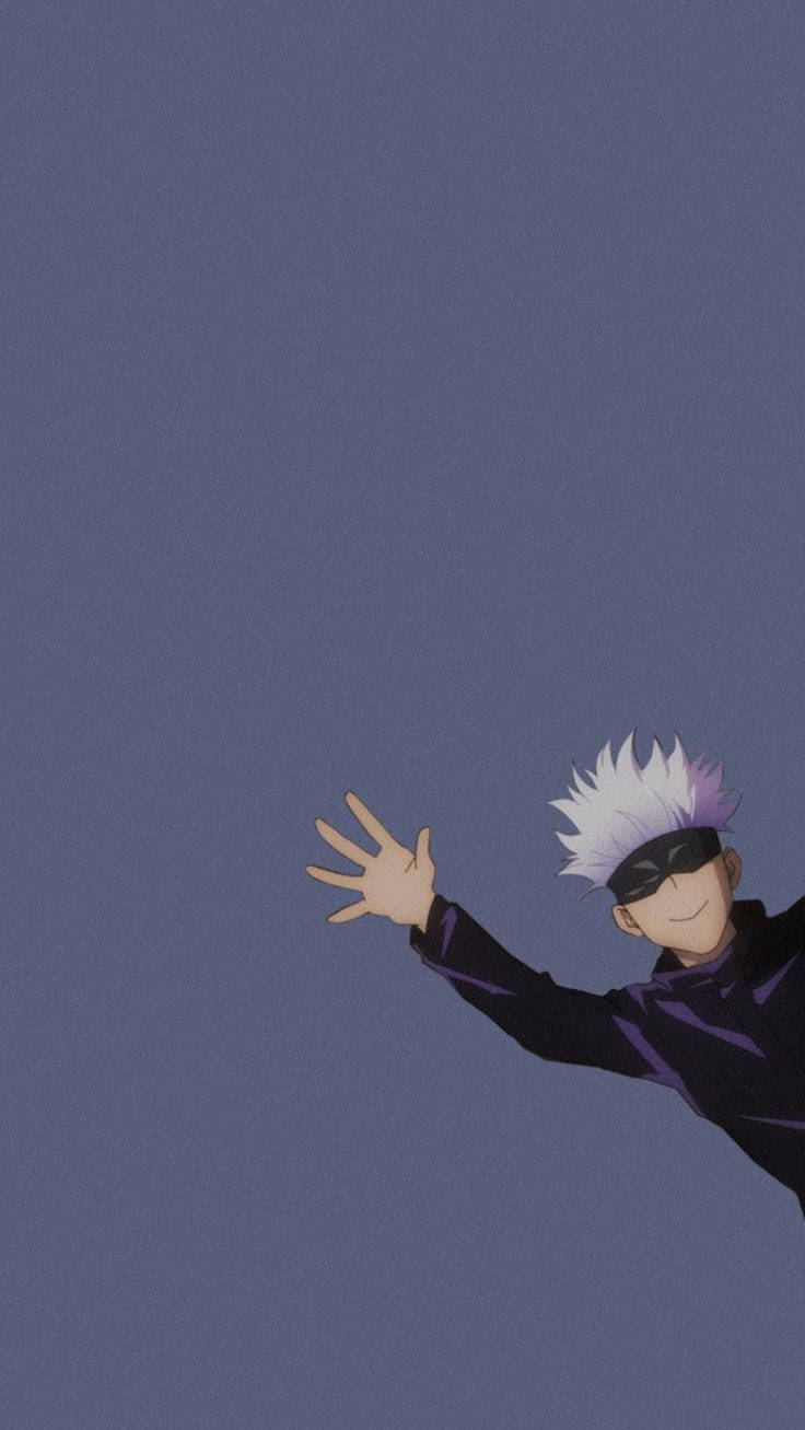 Gojo Waving Jujutsu Kaisen Iphone Wallpaper