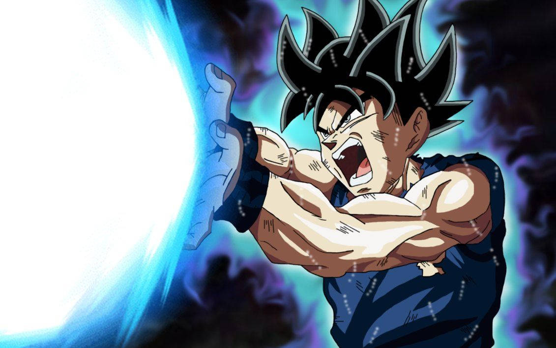 Goku Unleashes A Powerful Kamehameha Wave Wallpaper