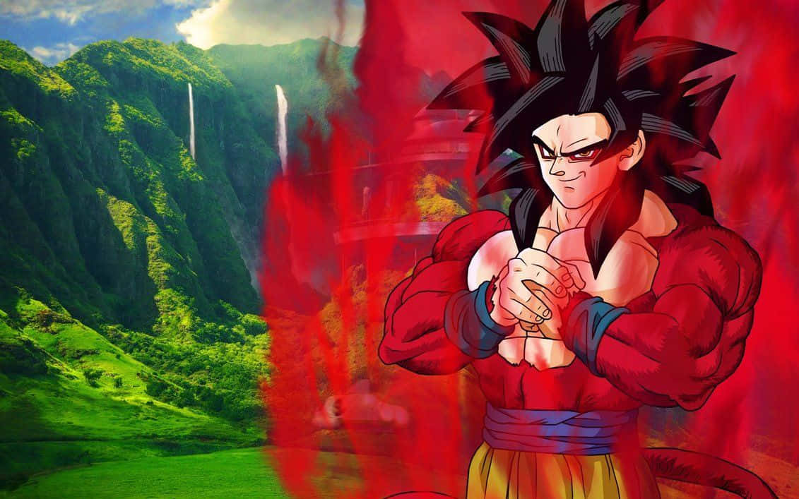 Goku Unleashing His Super Saiyan 4 Transformation Wallpaper