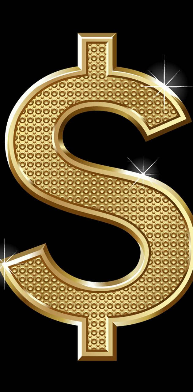 Gold Dollar Sign On Black Background Wallpaper