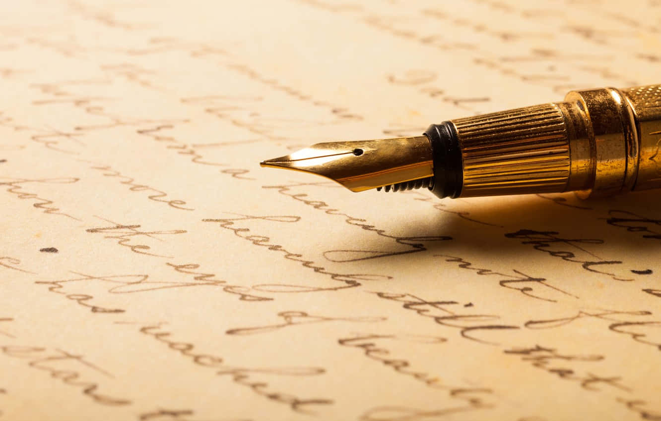 Gold Fountain Pen Writing Wallpaper