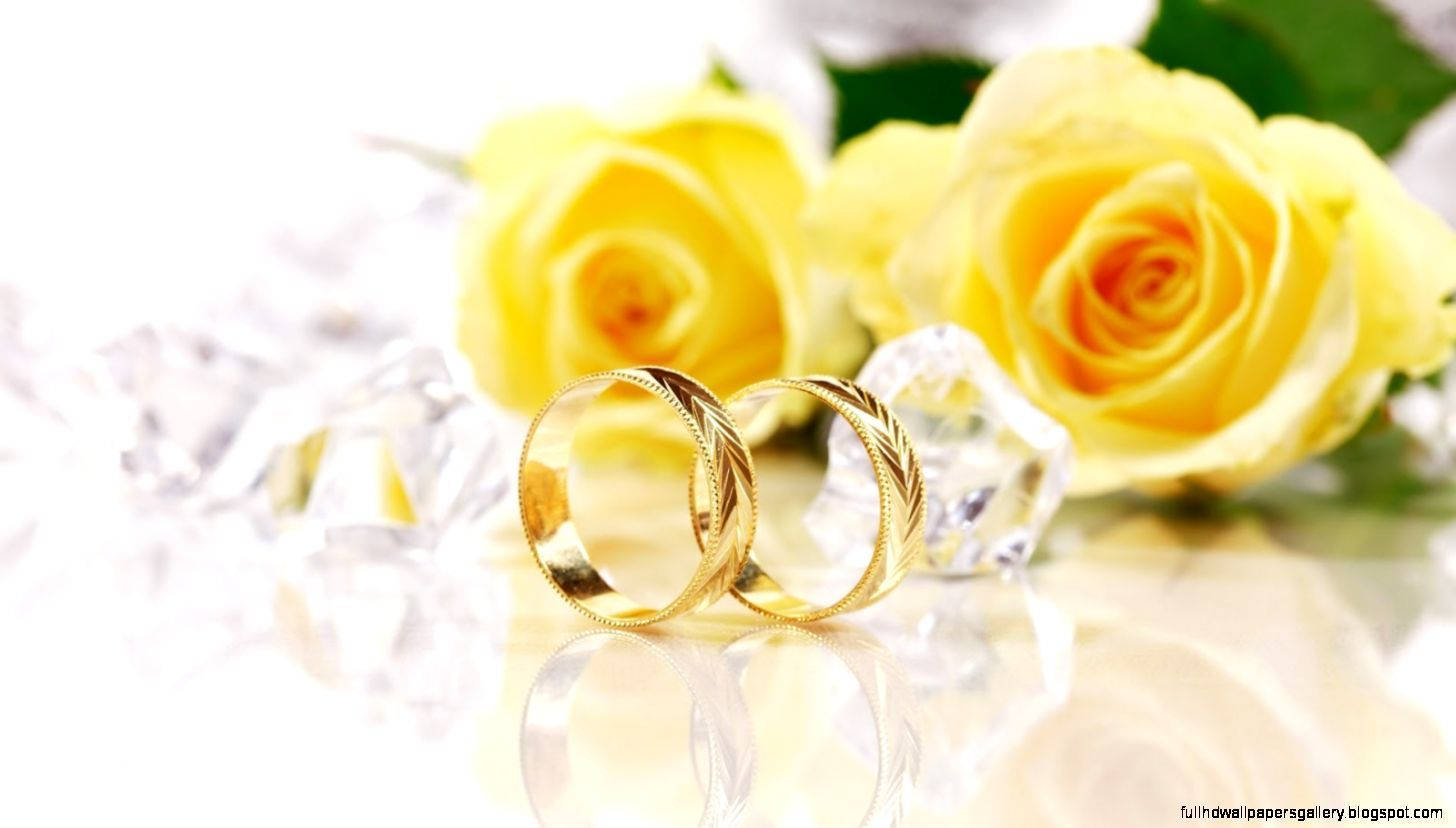 Gold Wedding Rings Yellow Flowers Wallpaper