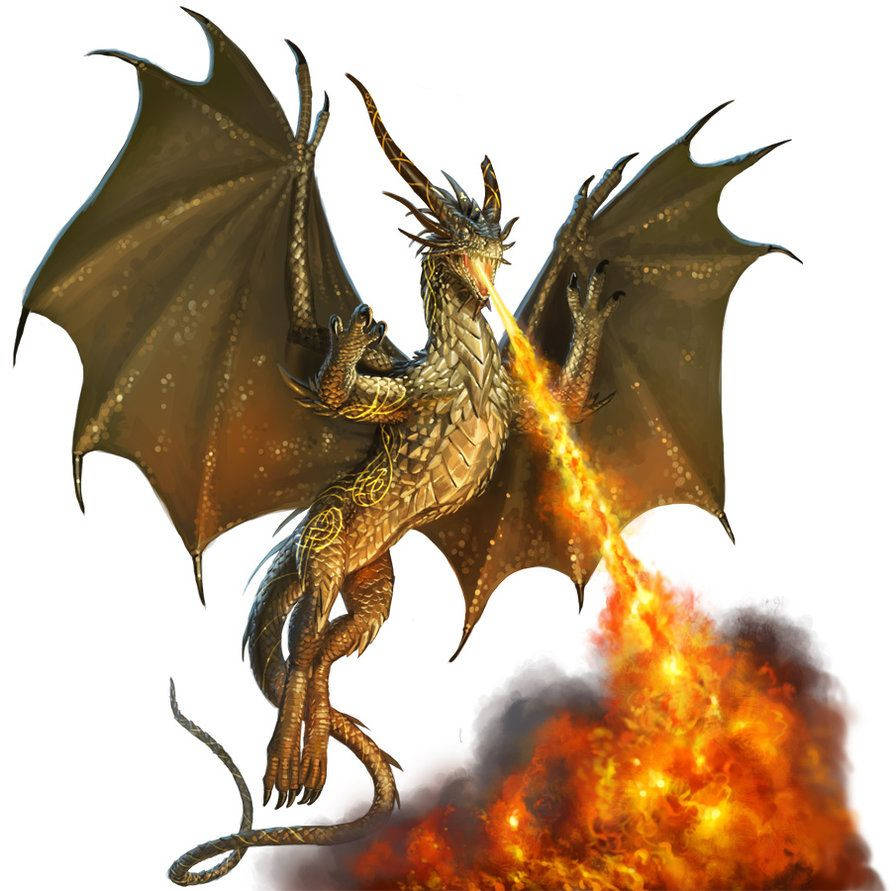 Golden Dragon Flying Fire Wallpaper