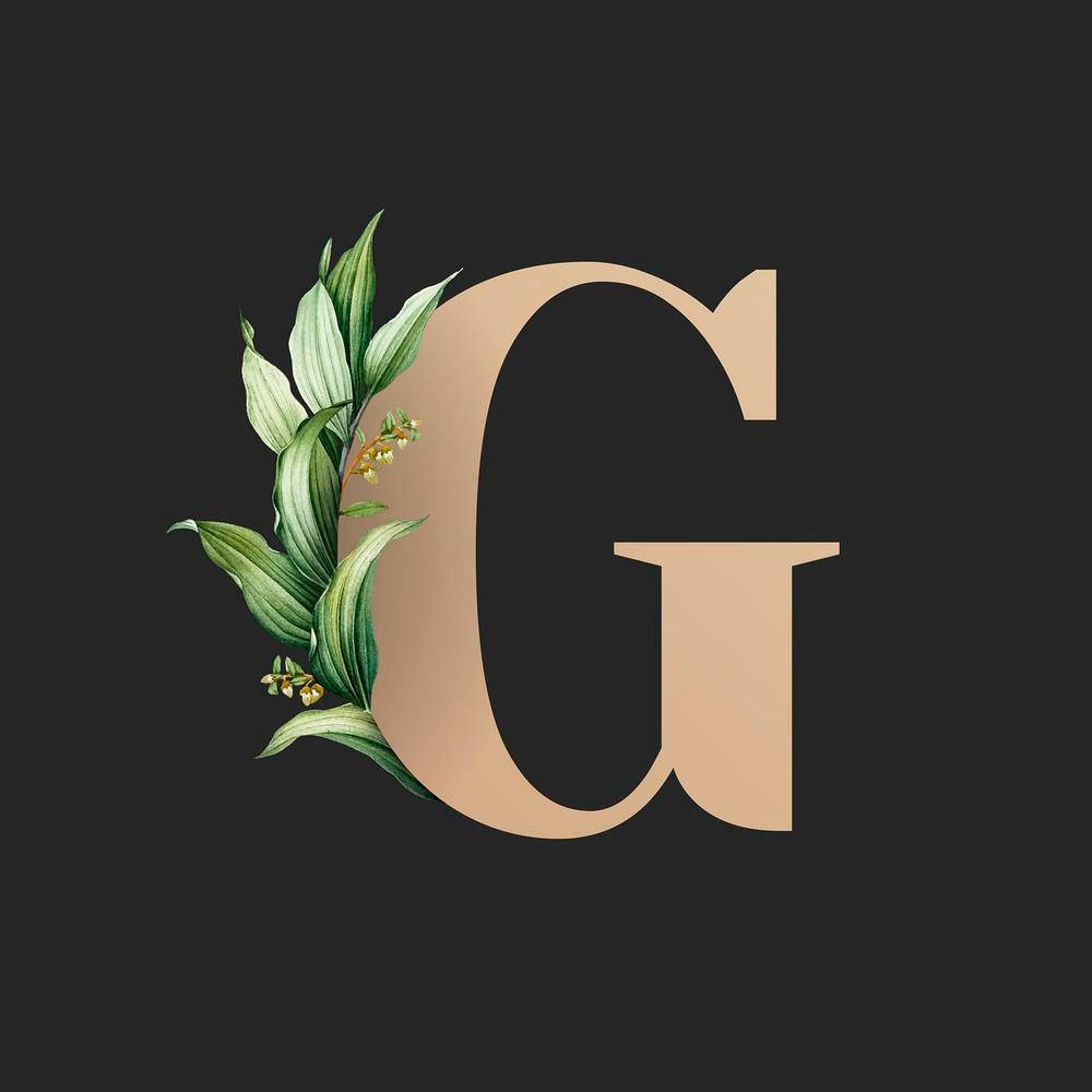 Golden Letter G With Leaves Wallpaper