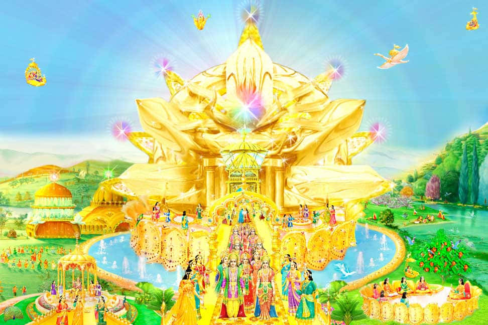 Golden Palace Spiritual Scene Wallpaper