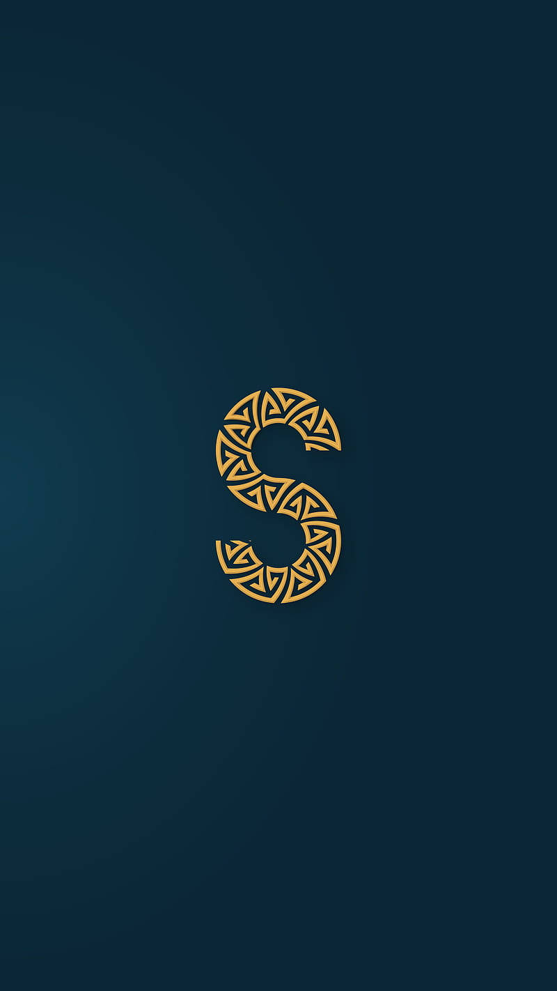 Golden S Letter In Dark Blue Wallpaper