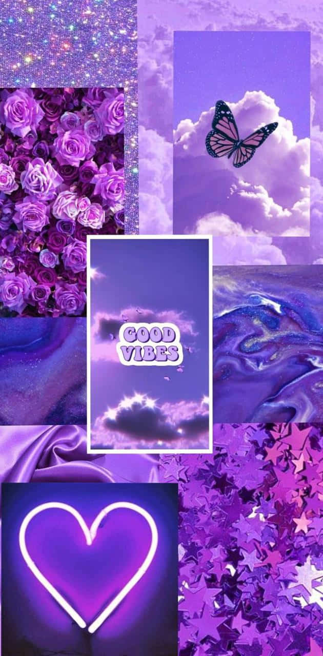 Good Vibes Purple Collage Wallpaper