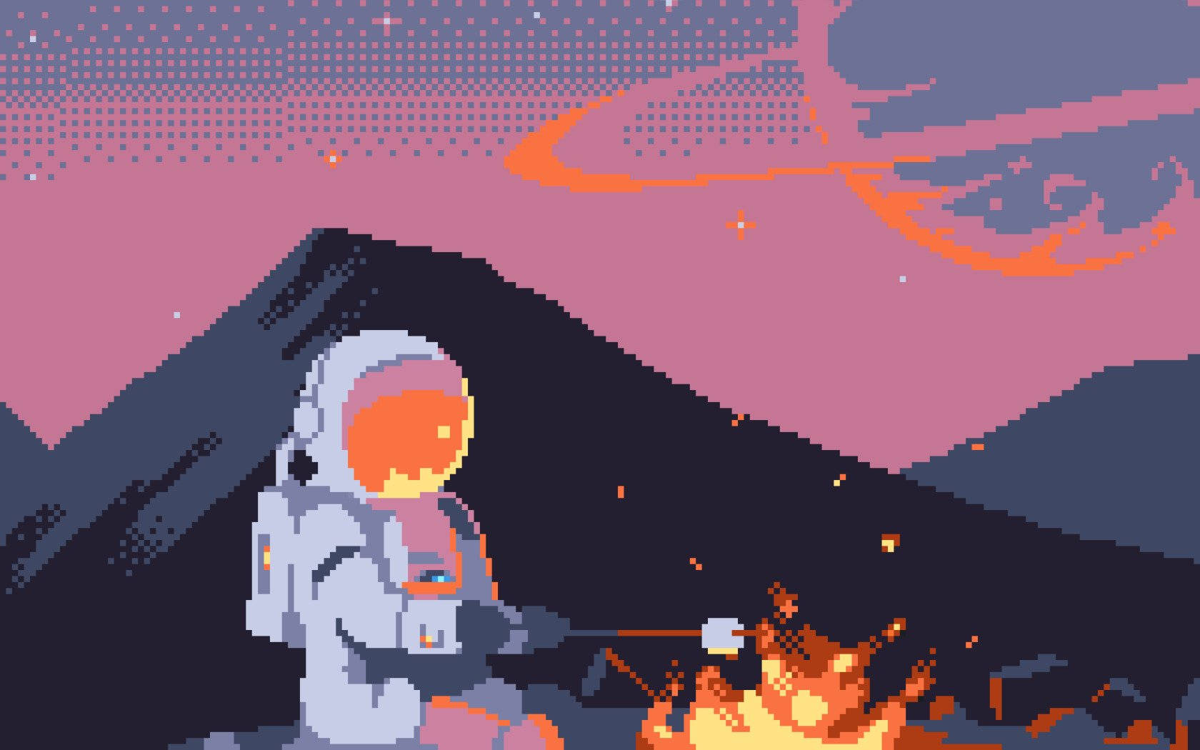 Google Pixel Desktop Astronaut Roasting Marshmallow Wallpaper