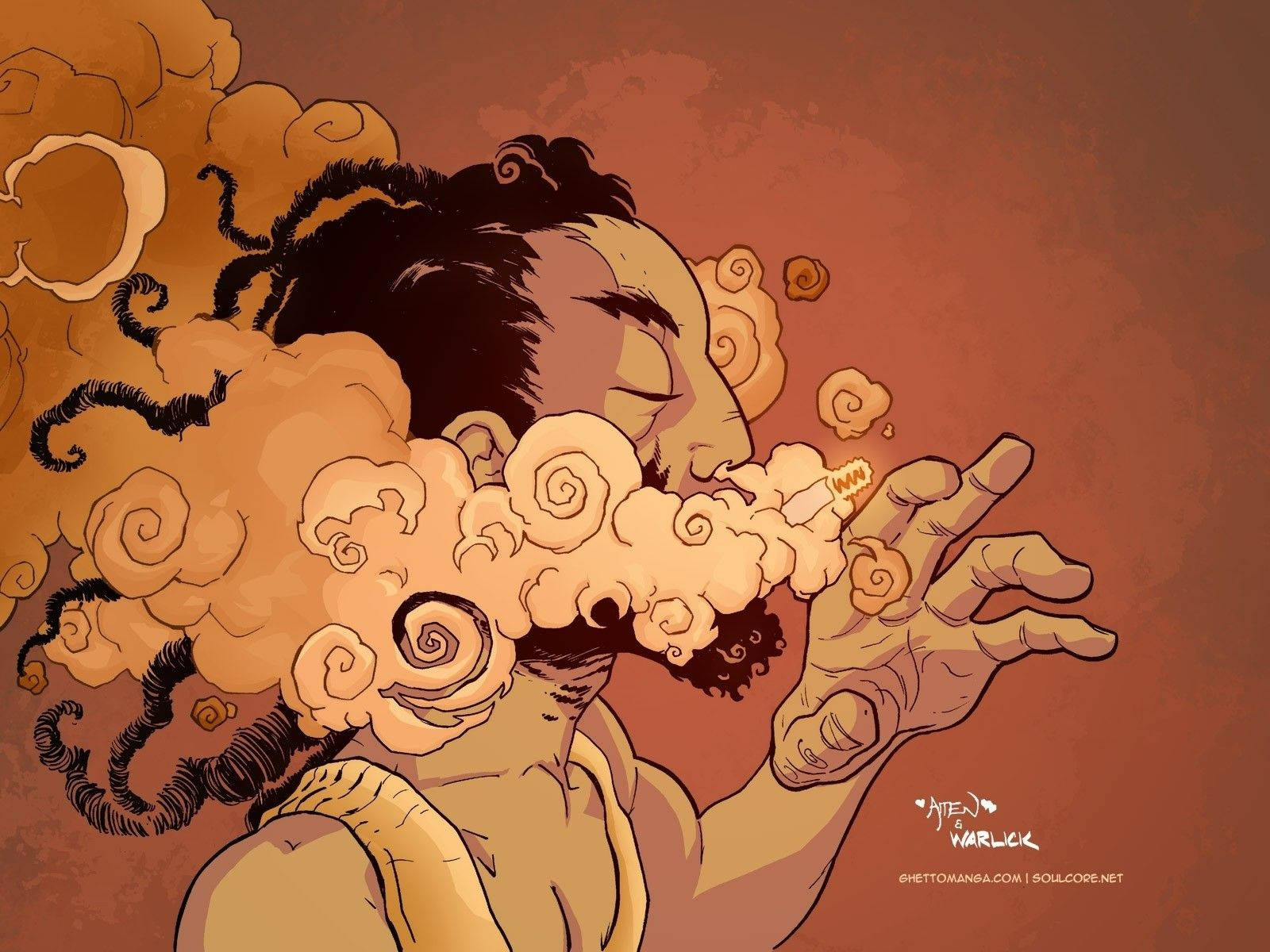 Graphic Of Man Smoking Blunt Wallpaper