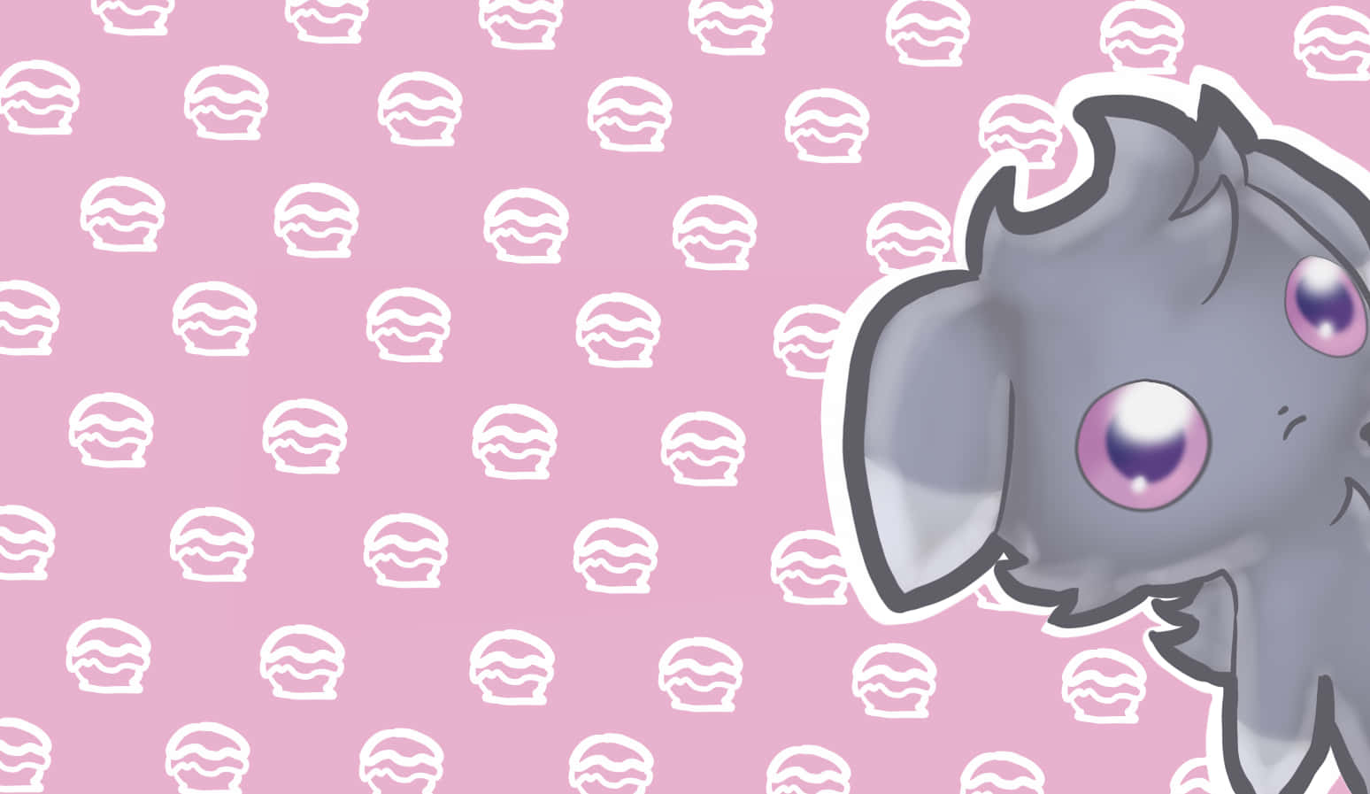 Gray Espurr Against A Cupcake Background Wallpaper