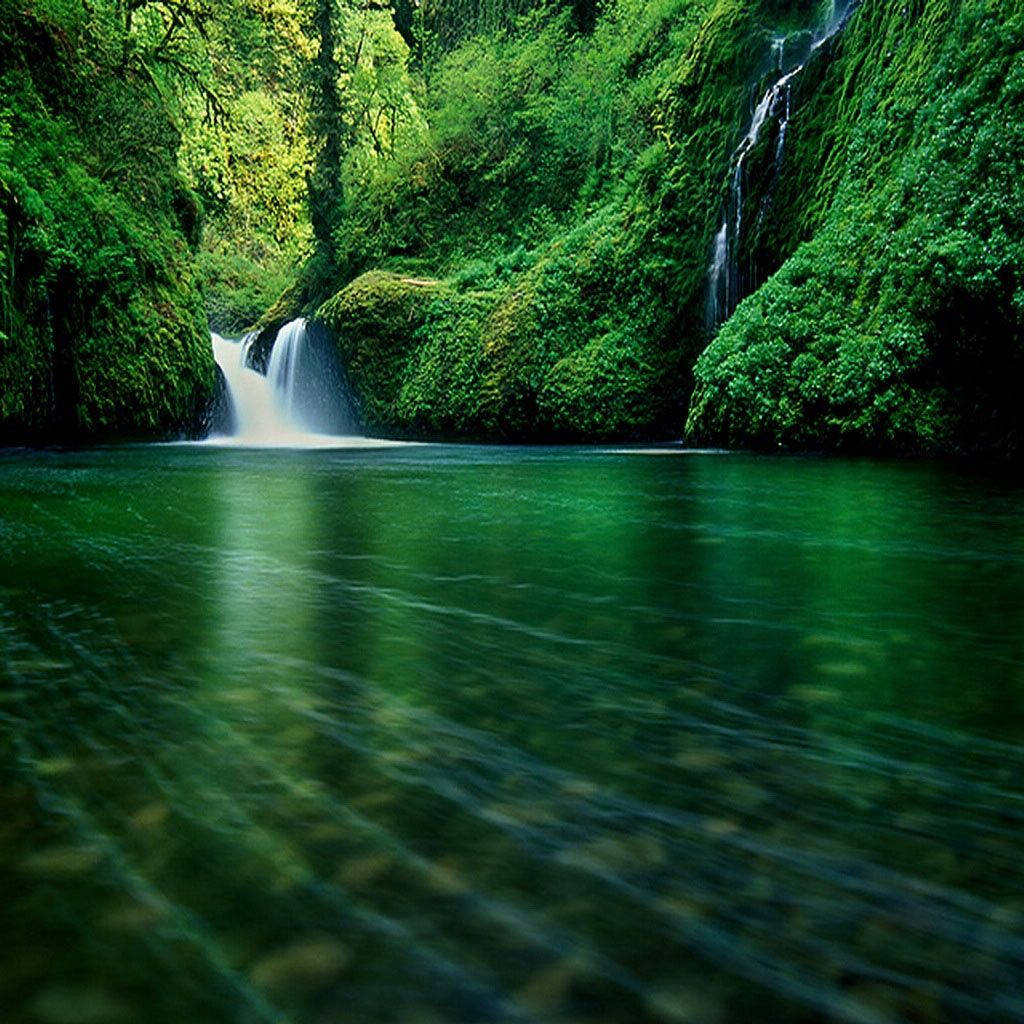 Green Aesthetic Waterfall Ipad Mini Wallpaper