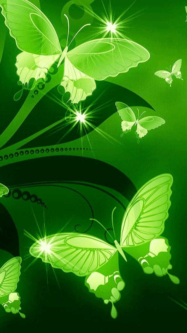 Green Butterfly Green Plant Aesthetic Wallpaper