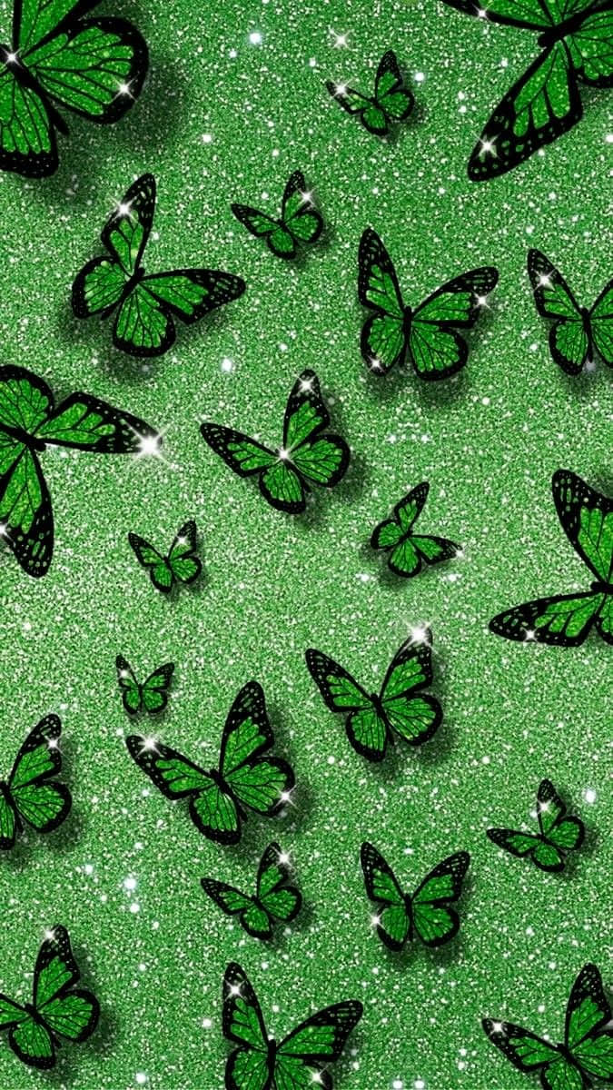 Green Butterfly Iphone White Sparkles Wallpaper