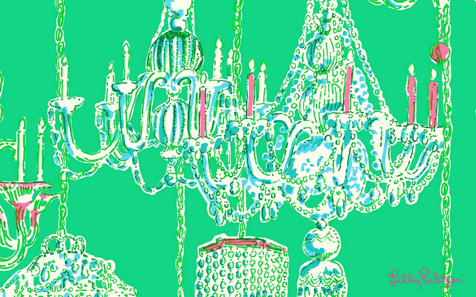 Green Chandeliers Lilly Pulitzer Desktop Wallpaper