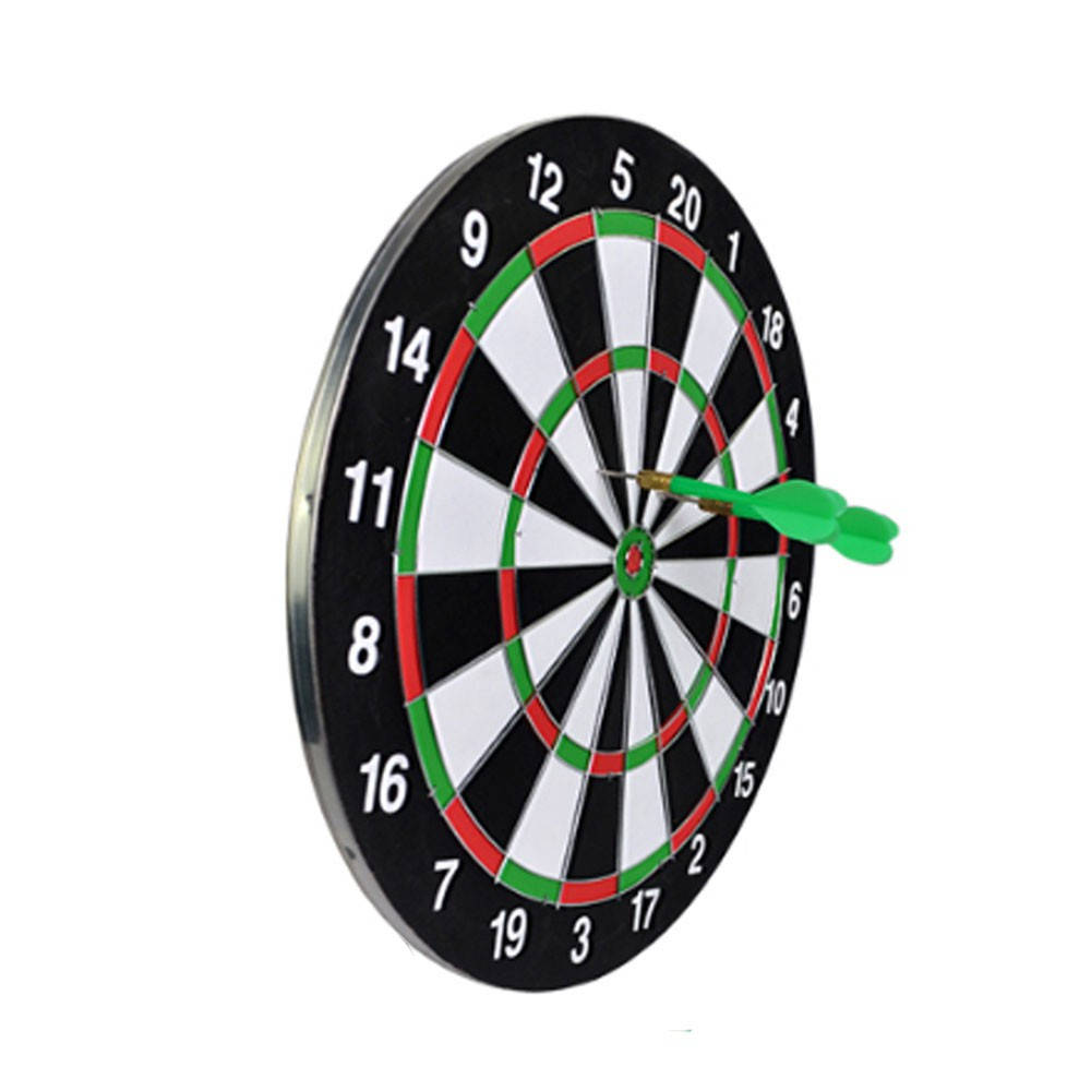 Green Darts On Dartboard Side View Wallpaper