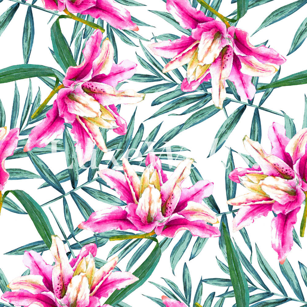 Green Floral Hot Pink Wallpaper