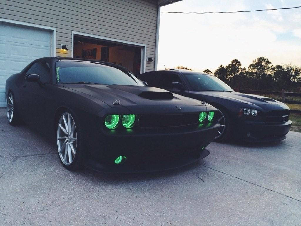 Green-lit Dodge Challenger - Synonym For Night Power Wallpaper