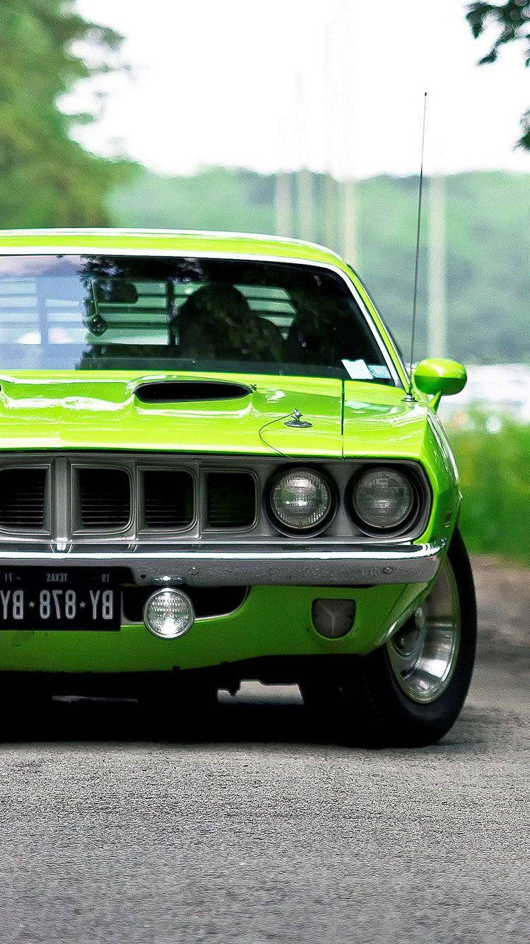 Green Plymouth Barracuda Car Iphone Wallpaper