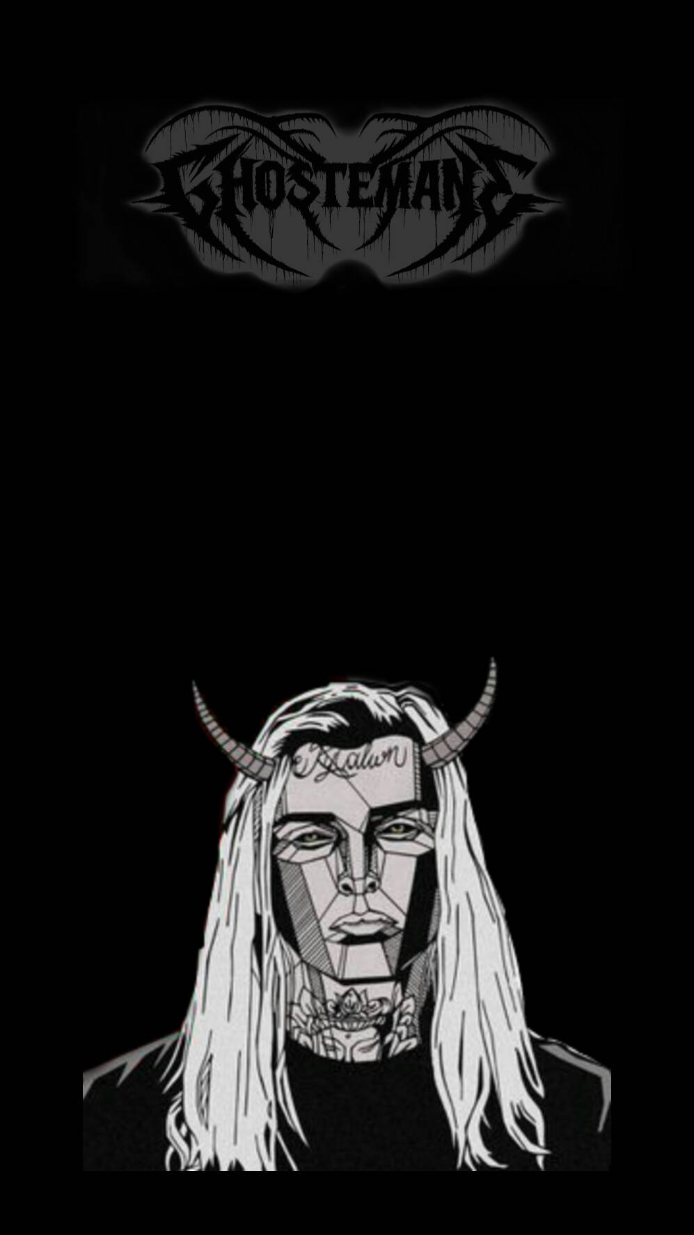 Greyscale Ghostemane Low Poly Art Wallpaper