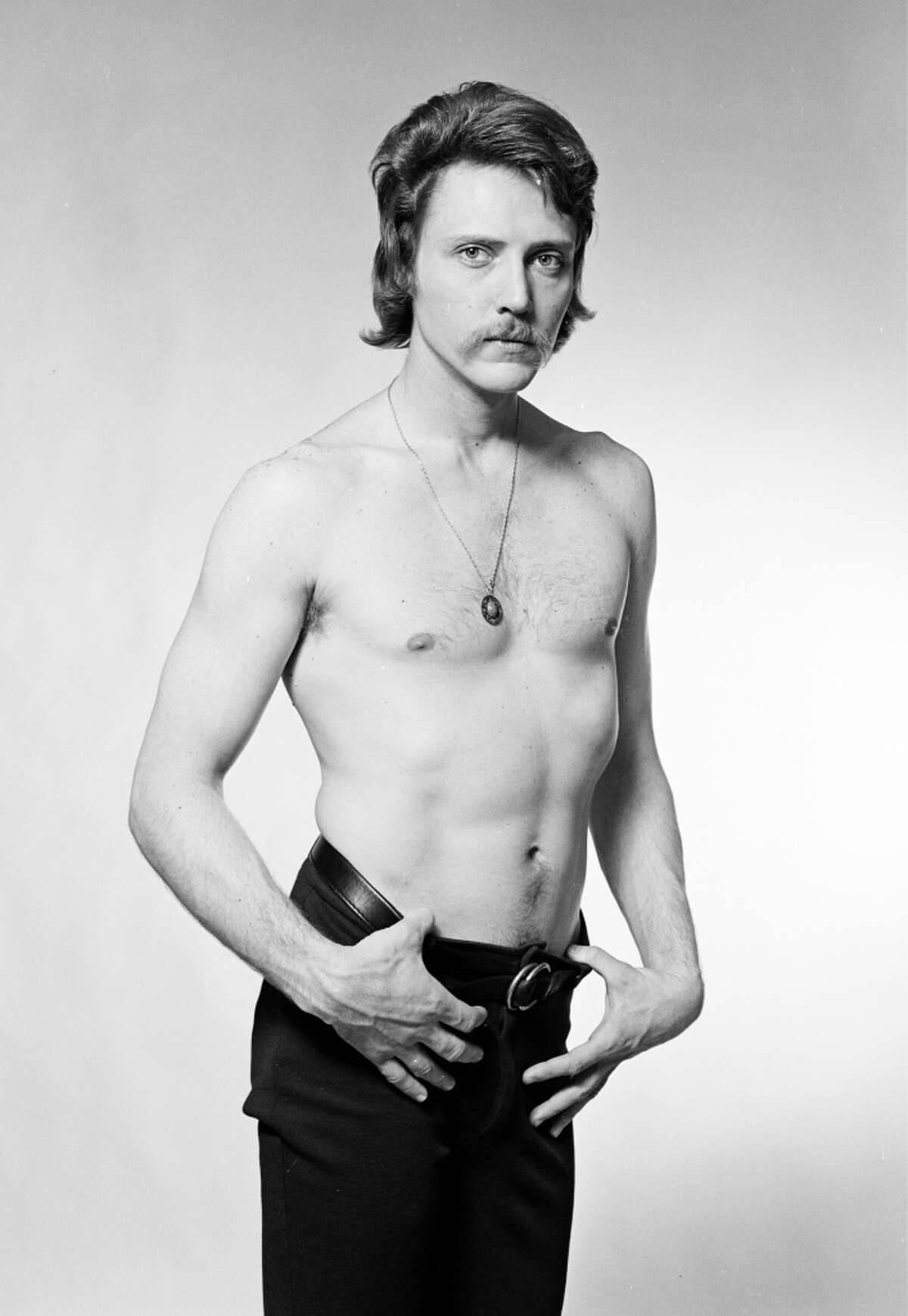 Greyscale Of Topless Christopher Walken Wallpaper