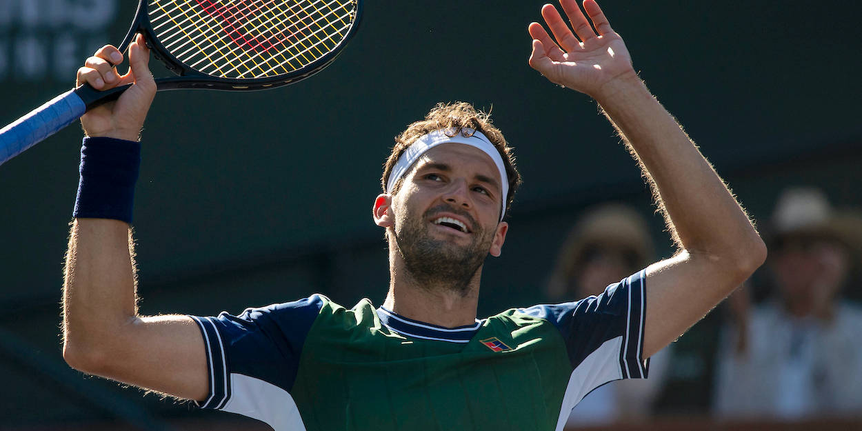 Grigor Dimitrov Raising Arms Up Wallpaper