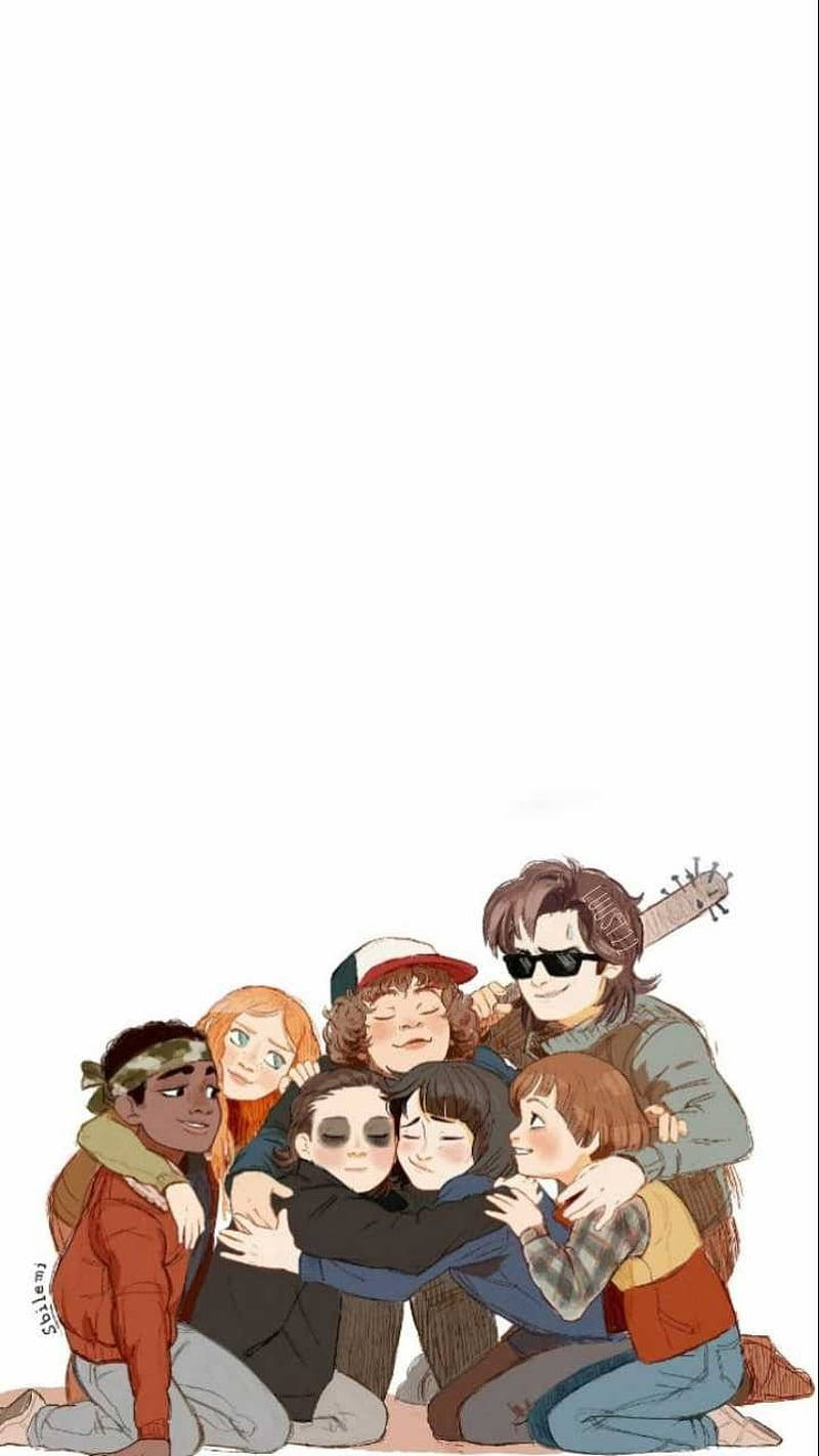 Group Hug Stranger Things Phone Wallpaper