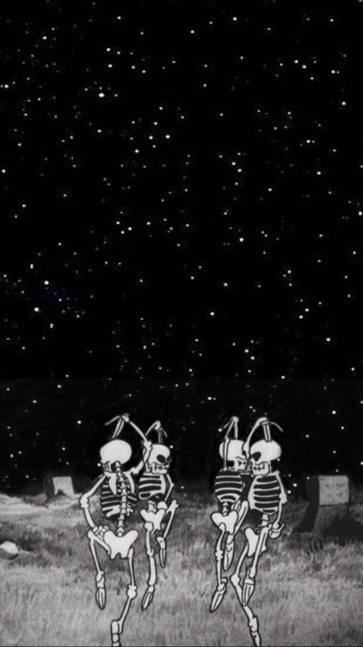 Grunge Emo Aesthetic Skeletons Space Wallpaper