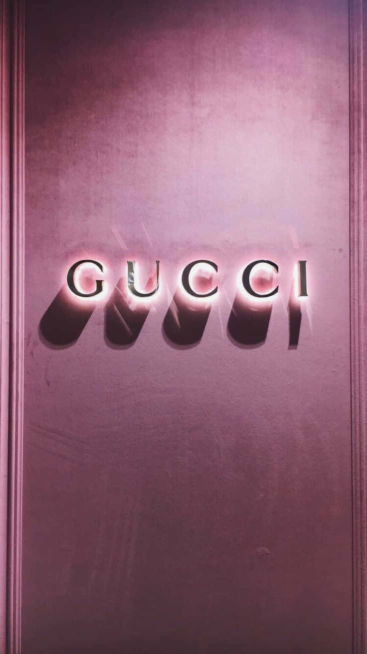 Gucci Logo Pink Backdrop Wallpaper