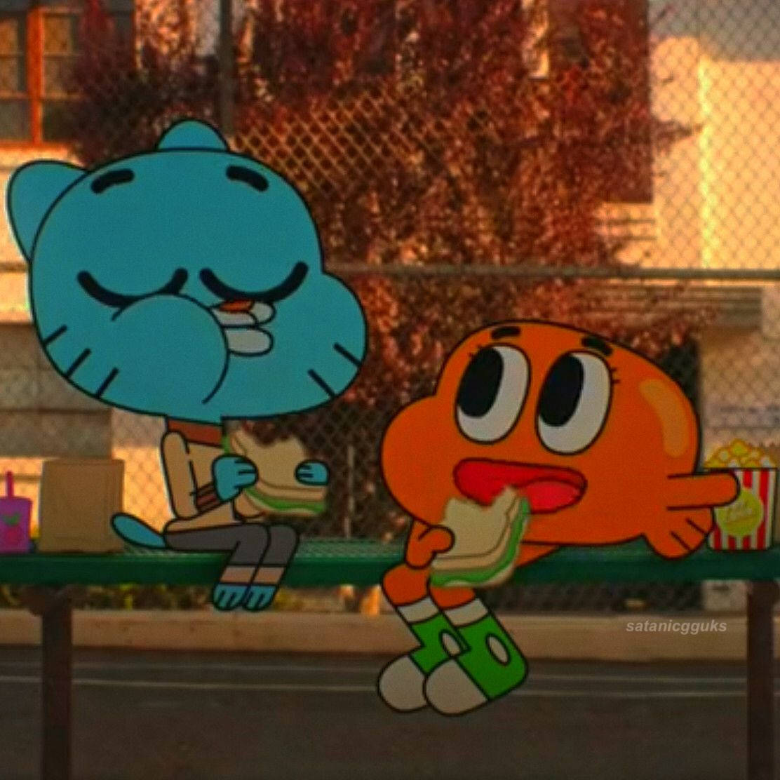 Gumball Darwin Eating Aesthetic Wallpaper