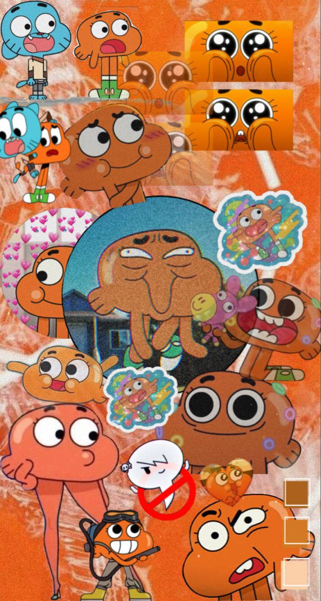 Gumball Darwin Orange Aesthetic Wallpaper