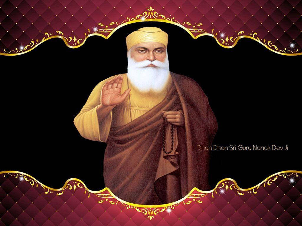 Guru Nanak Dev Ji In An Ornate Frame Wallpaper