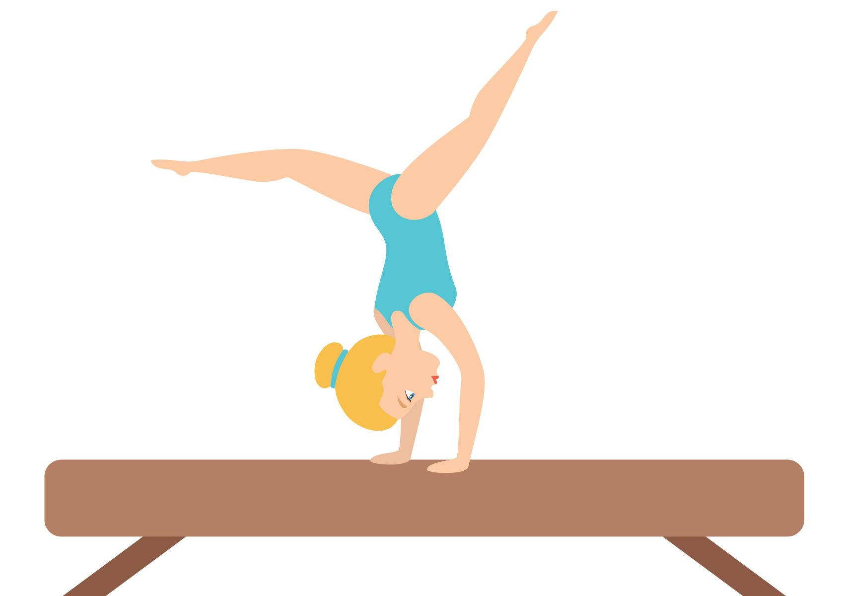 Gymnastics Girl On Balance Beam Cartoon Art Wallpaper