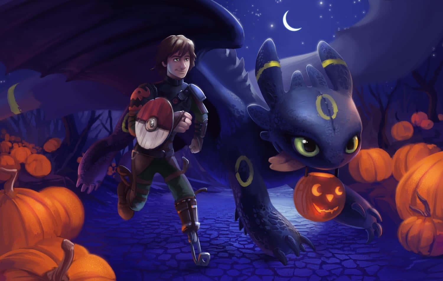Halloween_ Adventure_with_ Toothless_and_ Hiccup Wallpaper