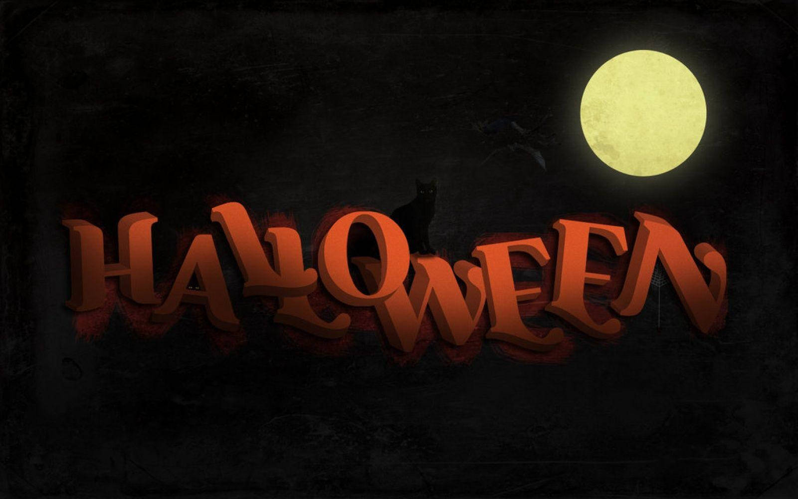 Halloween Laptop Word Art Wallpaper