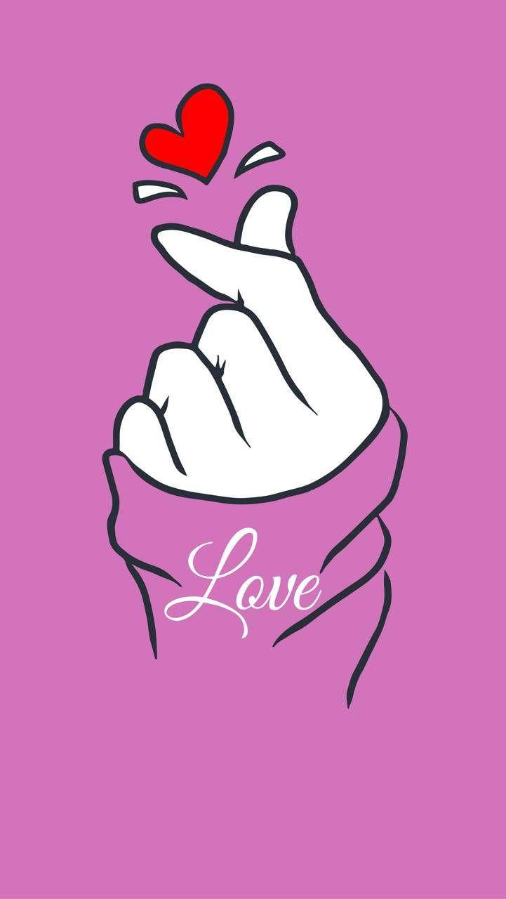 Hand Heart Finger Purple Wallpaper