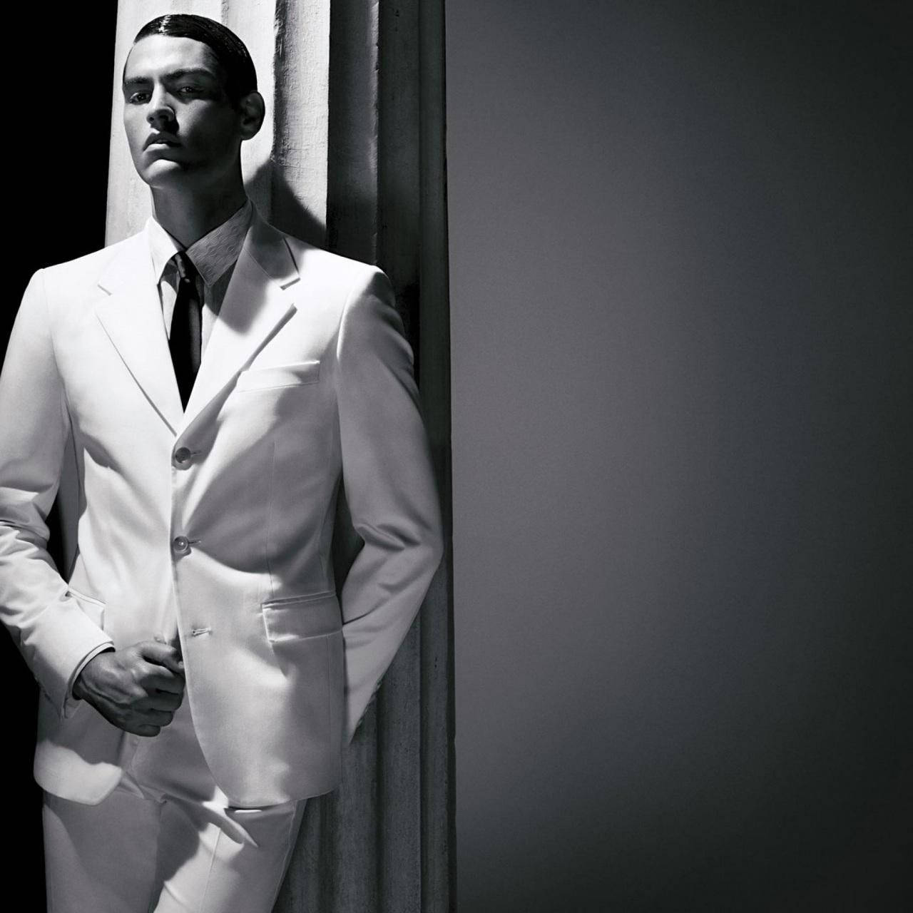 Handsome Man White Suit Wallpaper