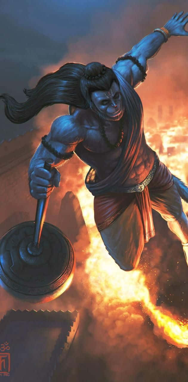 Hanuman Burning Lanka Artwork Wallpaper