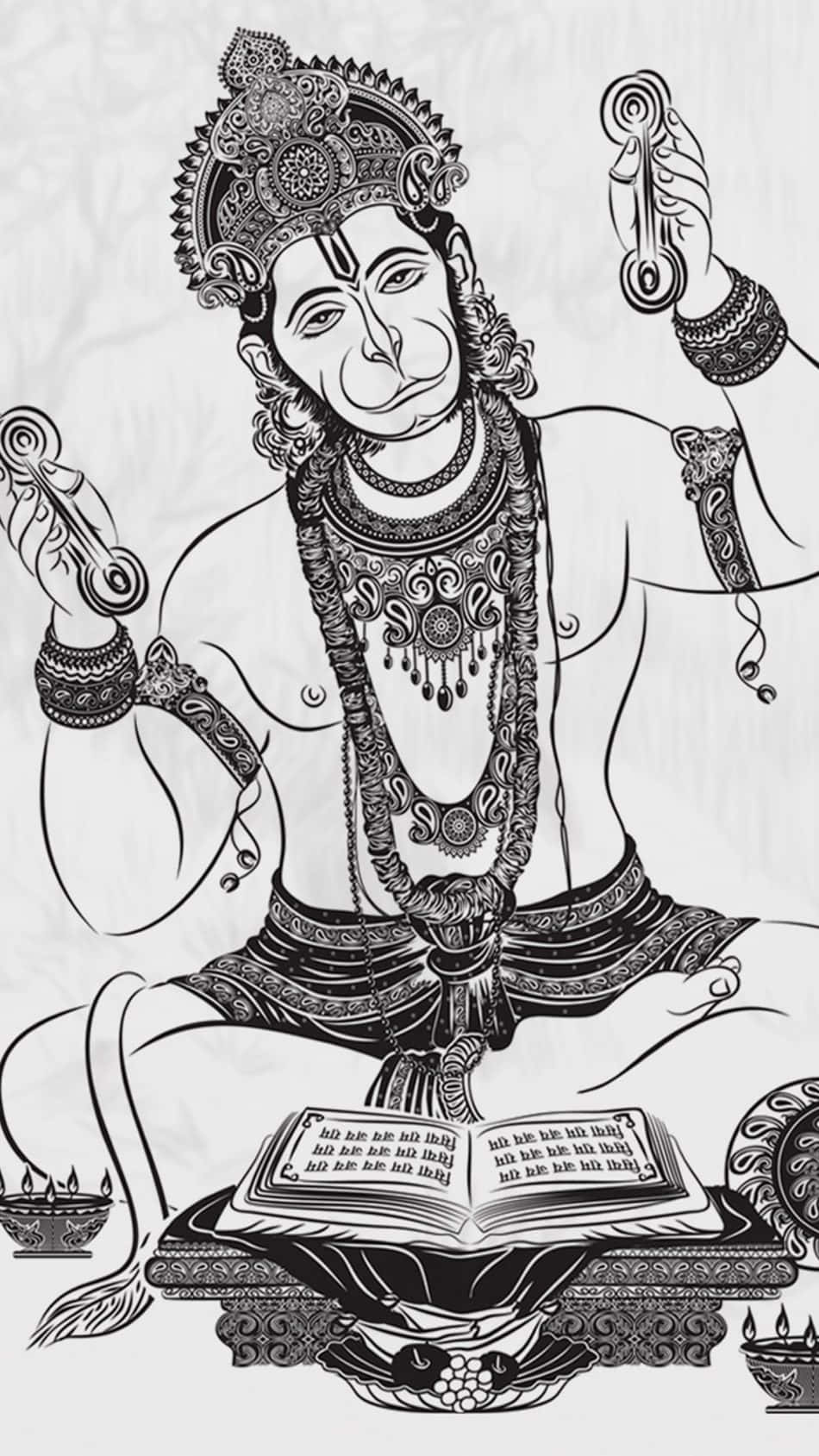 Hanuman Reading Ramayana Wallpaper