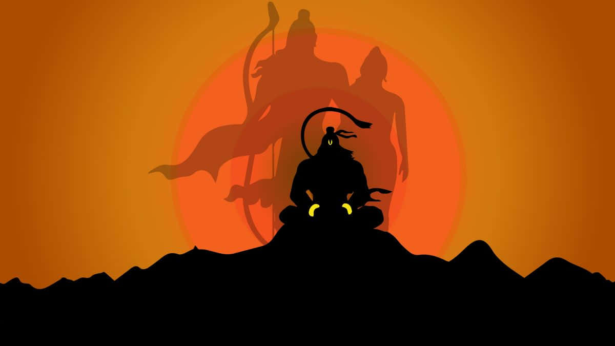 Hanuman Silhouette Against Sun Wallpaper